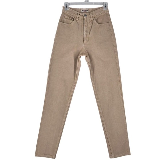 Vtg 90s Guess Jeans Hi Rise Tapered Women 27 Beige Triangle Tag (25x31) USA Made - Picture 2 of 15